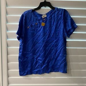 Courreges  NWT Blue Shirt Silk Size-6 VINTAGE